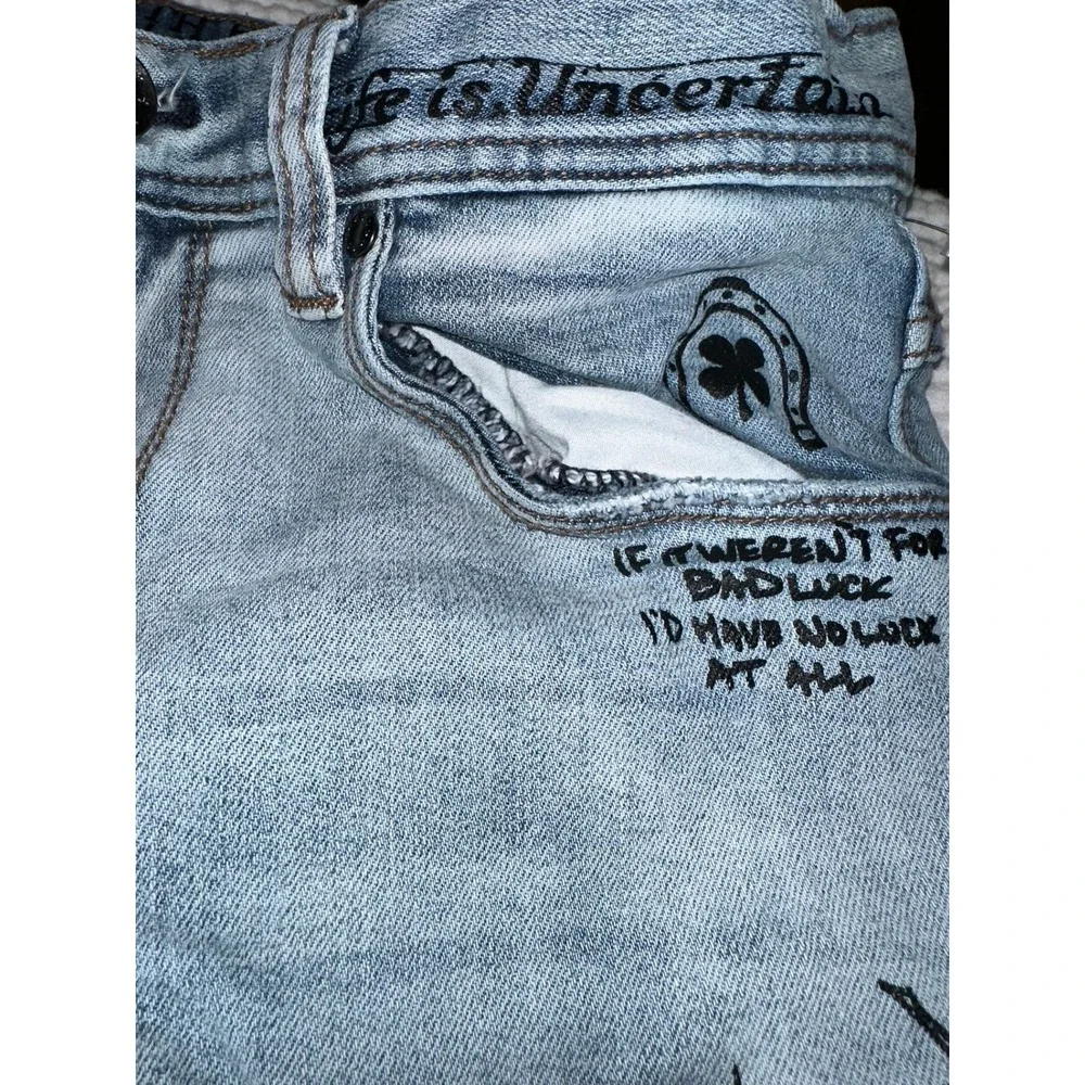 NINTH ROGUE HALL  Slim Distressed Graphic‎ Print Jeans Women's